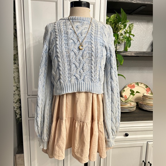 Arizona Baby Blue Chunky Cable Knit Sweater SMALL Winter Fall Cozy - Picture 1 of 8